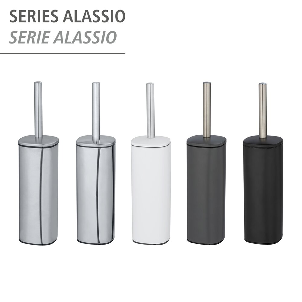 Brosse WC fermée, Acier, Blanc, Alassio  en Acier blanc