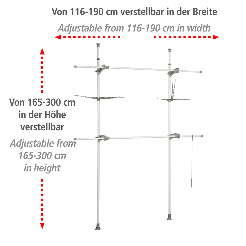 Teleskop-System Herkules Flex  mit 2 Kleiderstangen und Kleiderhaken