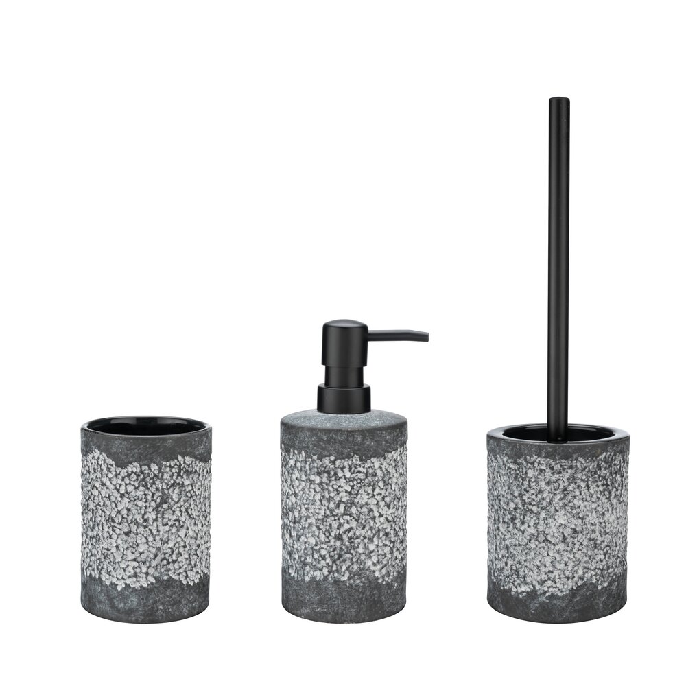 Bad-Accessoire Set Mod. Anfo Grau, 3-teilig  aus hochwertiger Keramik