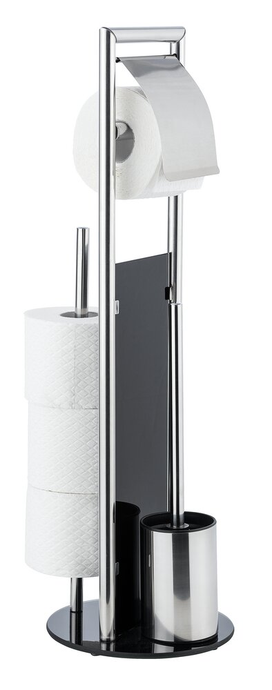 WC-Garnitur Mod. Ravina Edelstahl glänzend  mit integriertem Ersatzrollenhalter