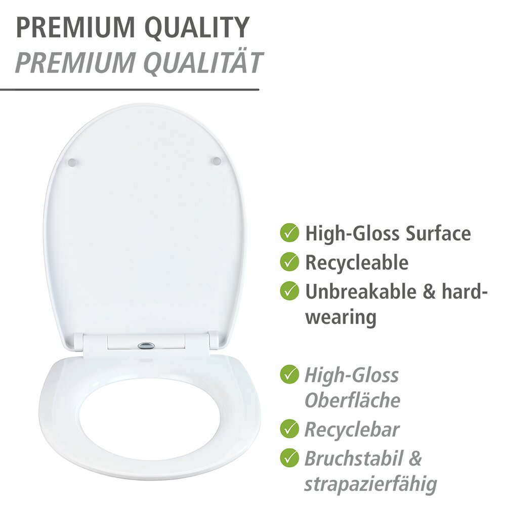 WC-Sitz Mod. Polar mit Hochglanz-Oberfläche  Toilettensitz mit Absenkautomatik