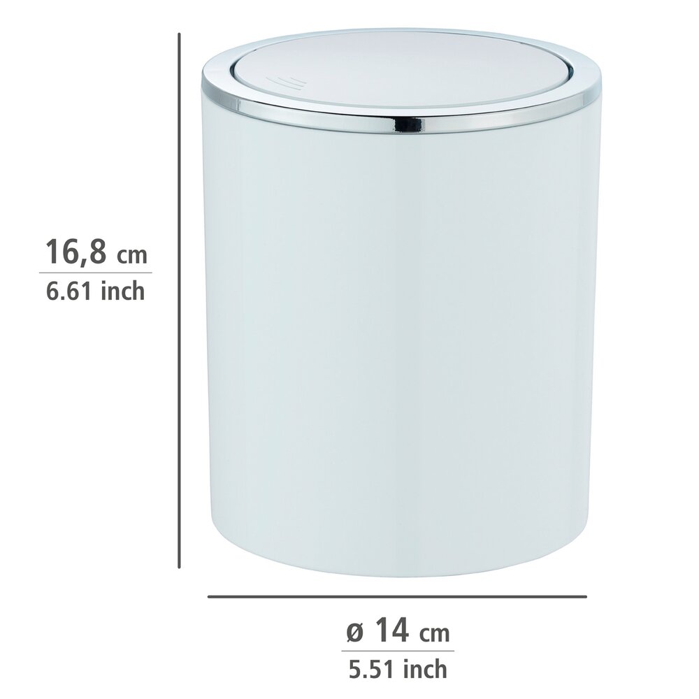 Schwingdeckeleimer Mod. Inca White  hochwertiger Kunststoff, 2 Liter