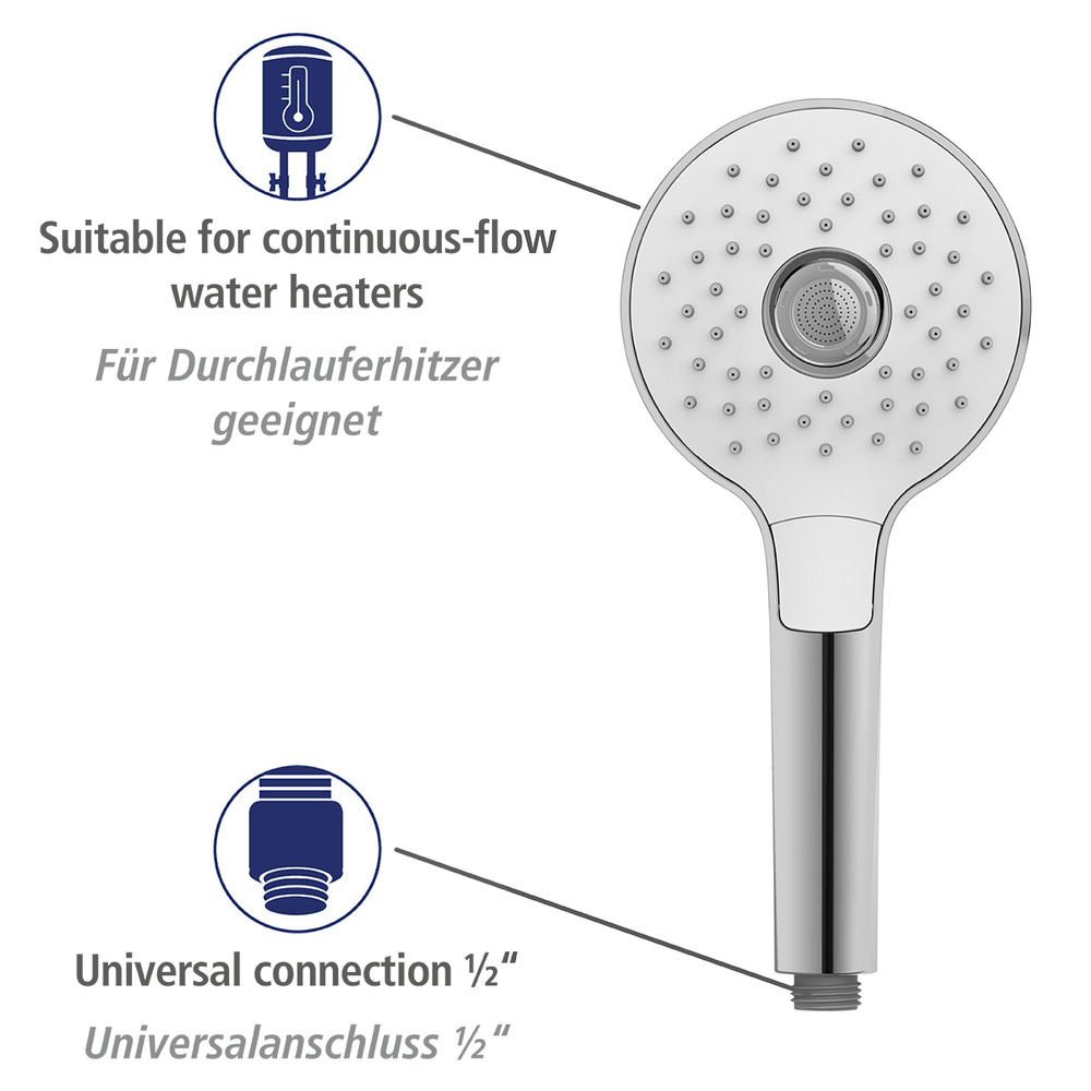 Duschkopf PowerBoost Chrom/Weiß  Ø 12 cm