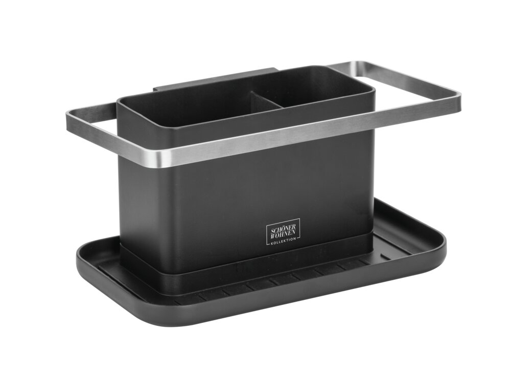 Organisateur Mod. Stella, noir, plastique, acier, 20x10x11,5 cm  avec bac d'égouttage amovible