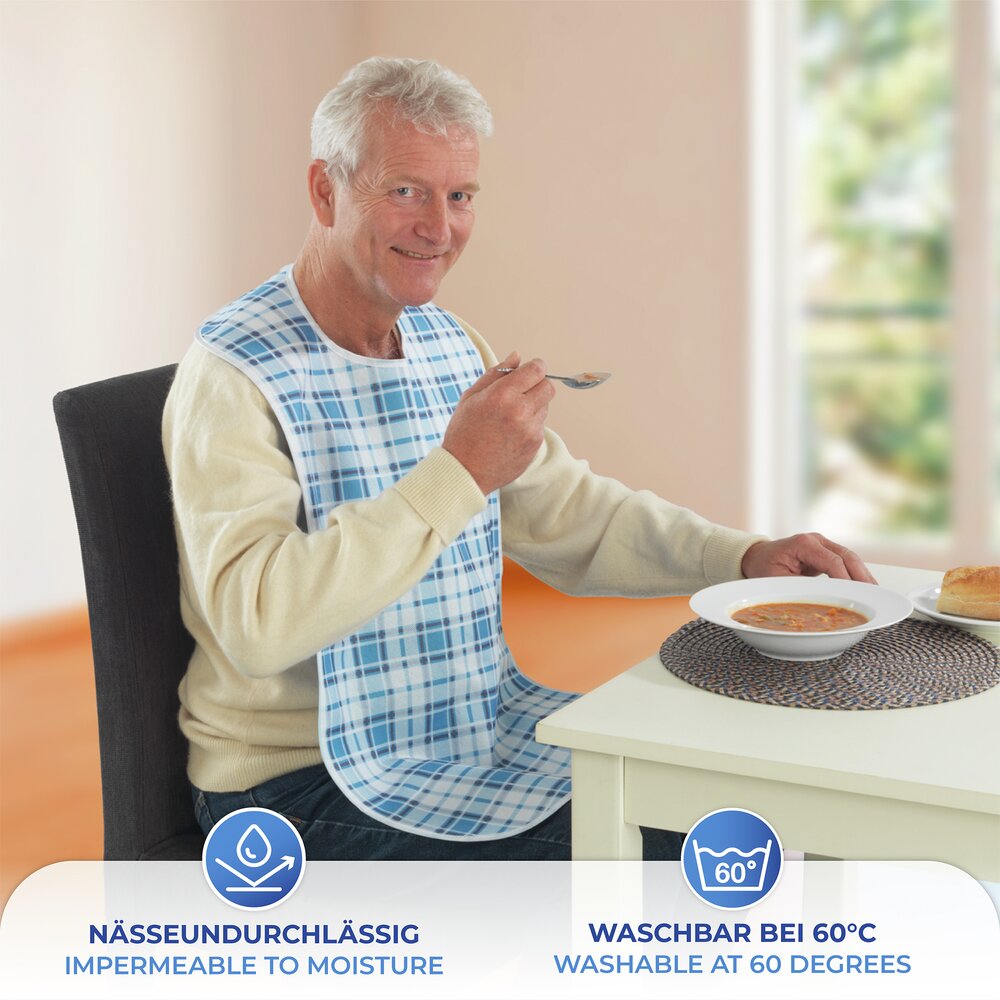 Speiseschürze, blau kariert  waschbar bis 60 °C