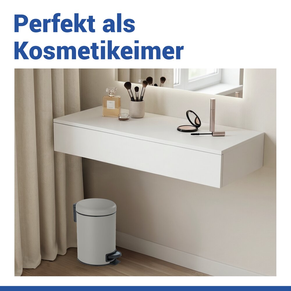 Kosmetik Treteimer Mod. Leman Taupe Matt 3L  mit herausnehmbarem Einsatz