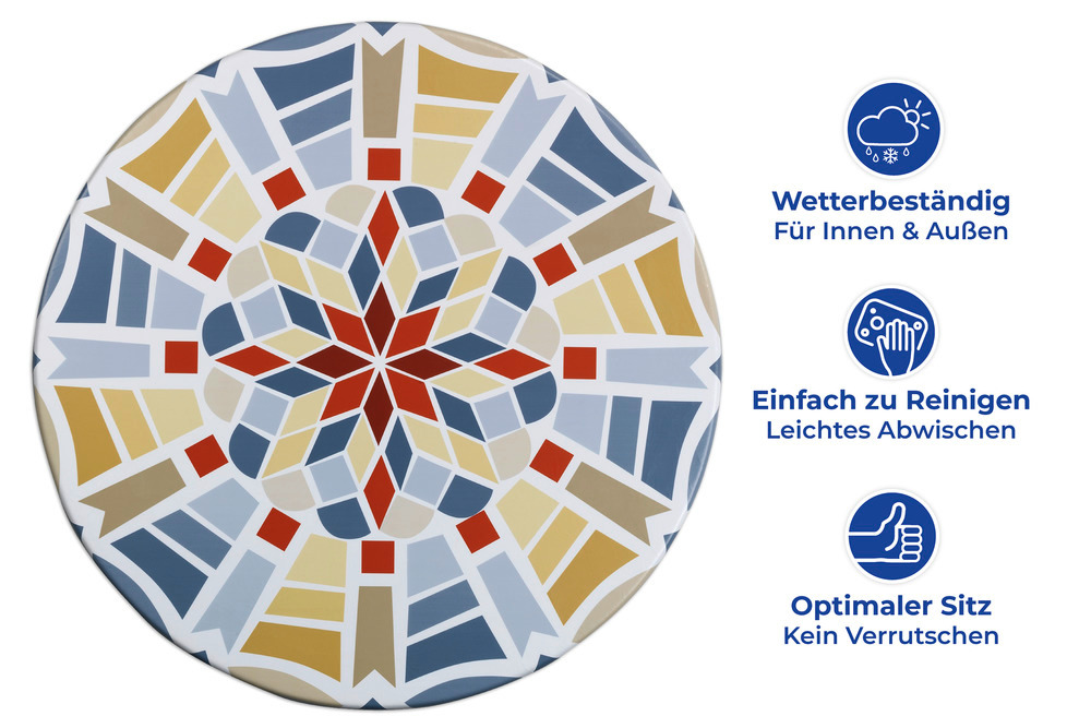 Spann-Tischdecke in Mosaikoptik  Ø 70 - 90 cm