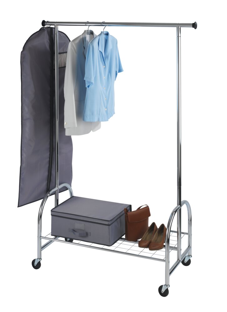 Portant vêtement solide sur roulette Profi, charge 100 kg, Métal chromé, 121x185x52 cm  sur roulettes