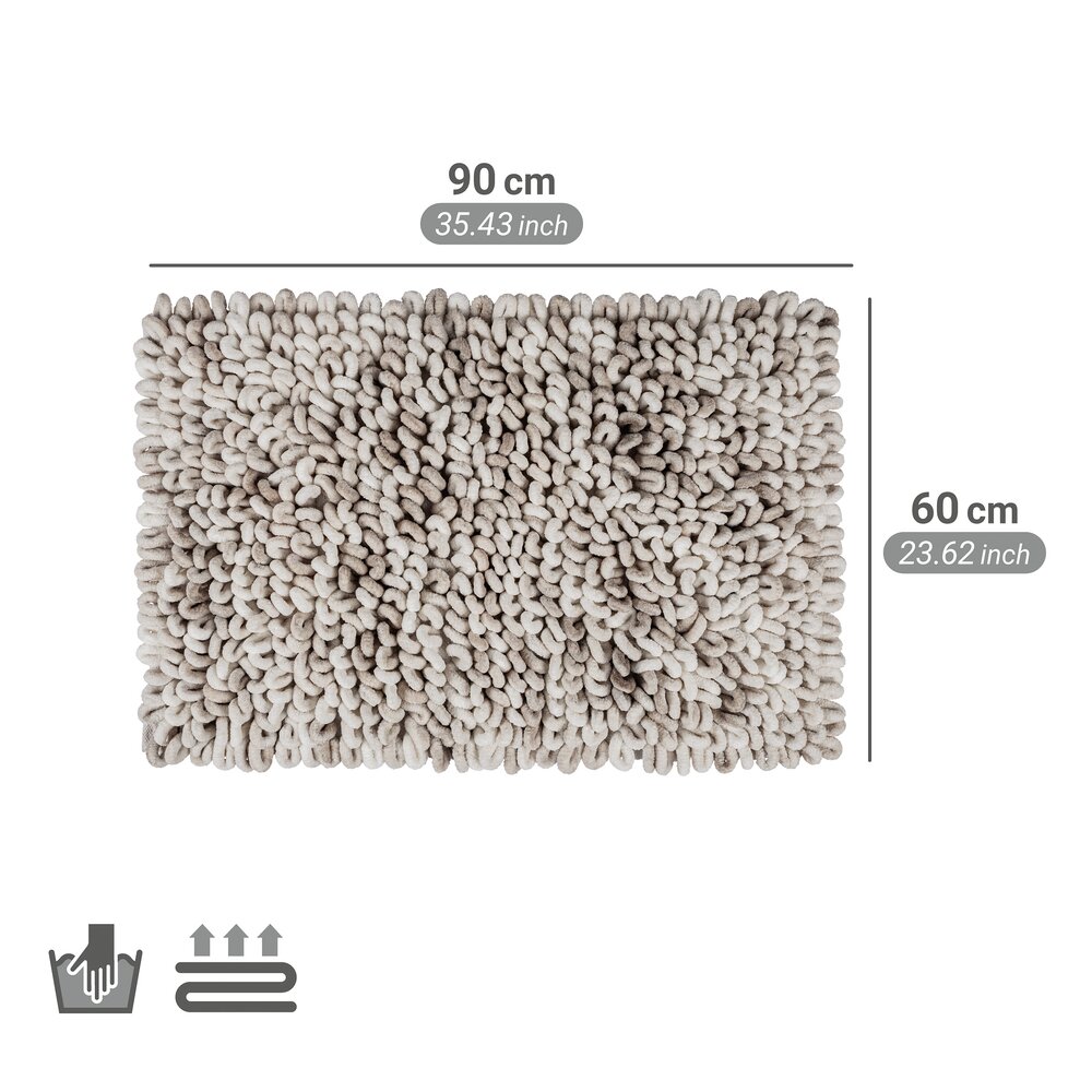 Badmat Mod. Lerici, wit-grijs, polyester-katoen, 60x90 cm