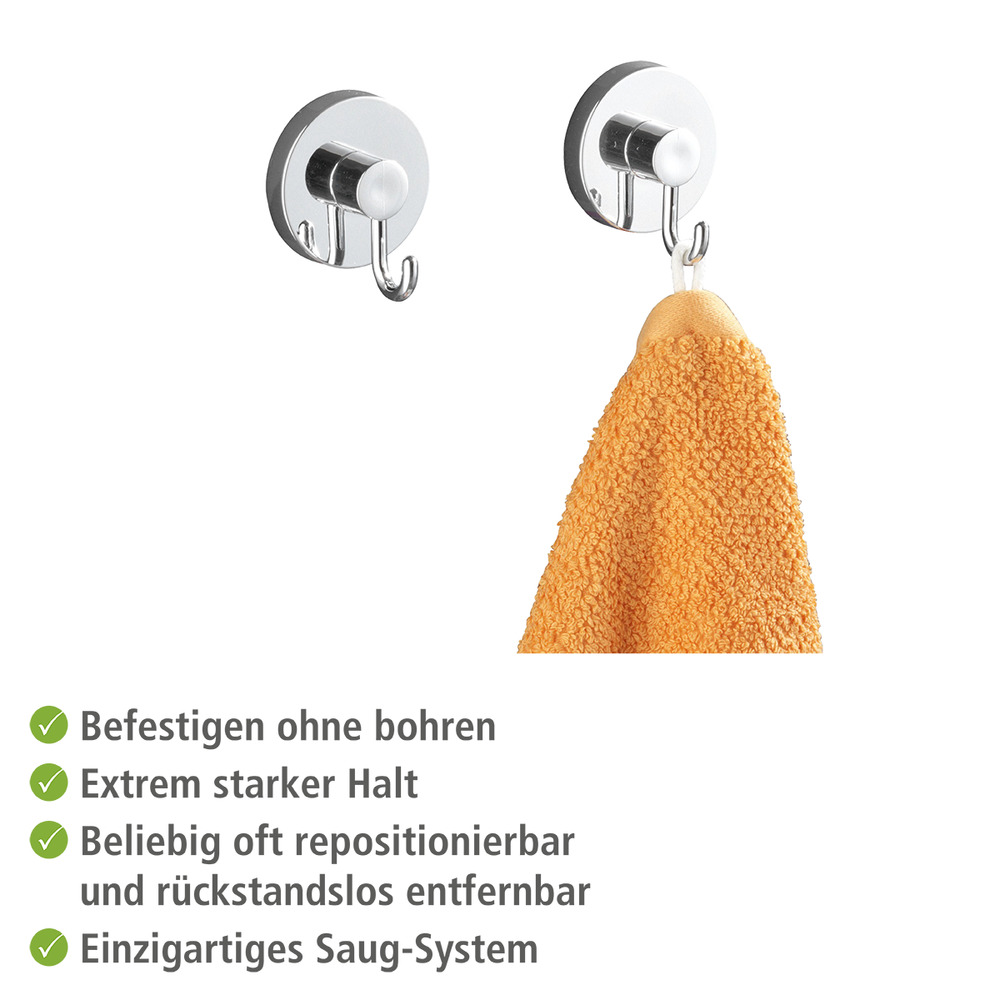 Vacuum-Loc® Haken-Set rund  2er Set, Befestigen ohne bohren