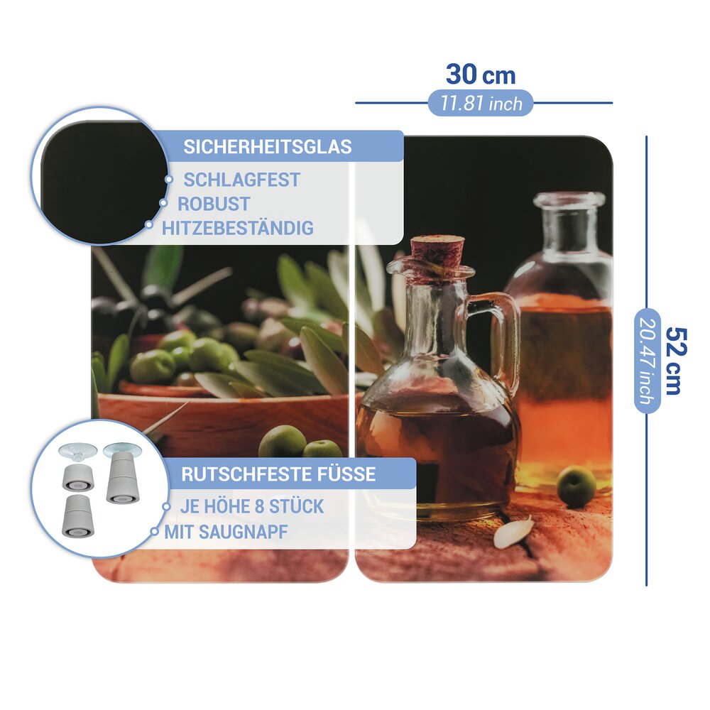 Herdabdeckplatte Universal Mod. Olivenöl, 2er Set  für alle Herdarten geeignet