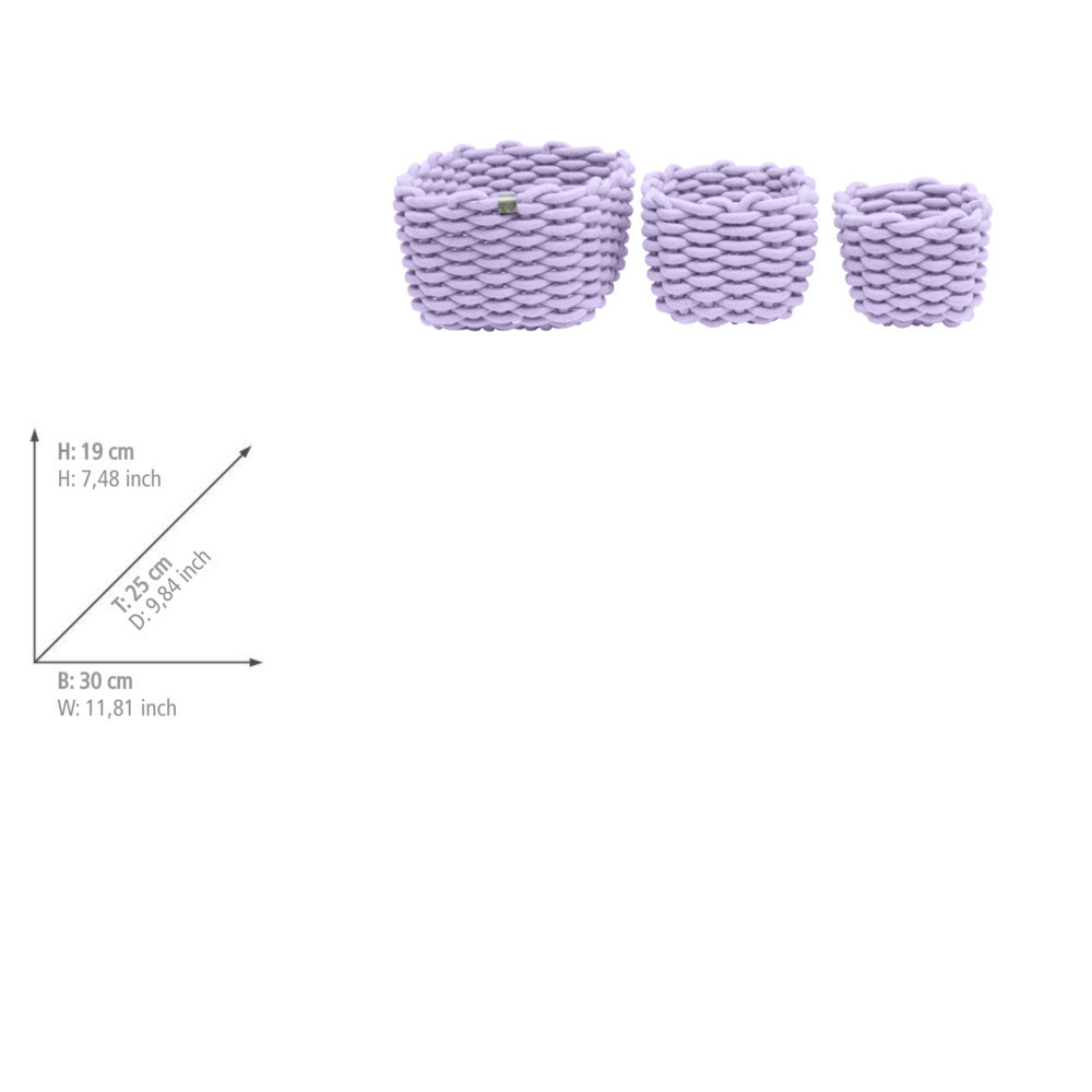 TOM TAILOR Aufbwahrungskorb-Set im Flecht-Design,  3-teilig, Lilac