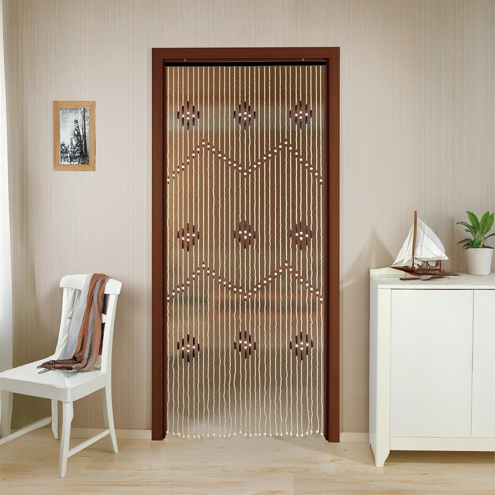 Rideau Perles de bois, multicolore, bois/bambou, 90x200 cm  avec 31 brins de perles