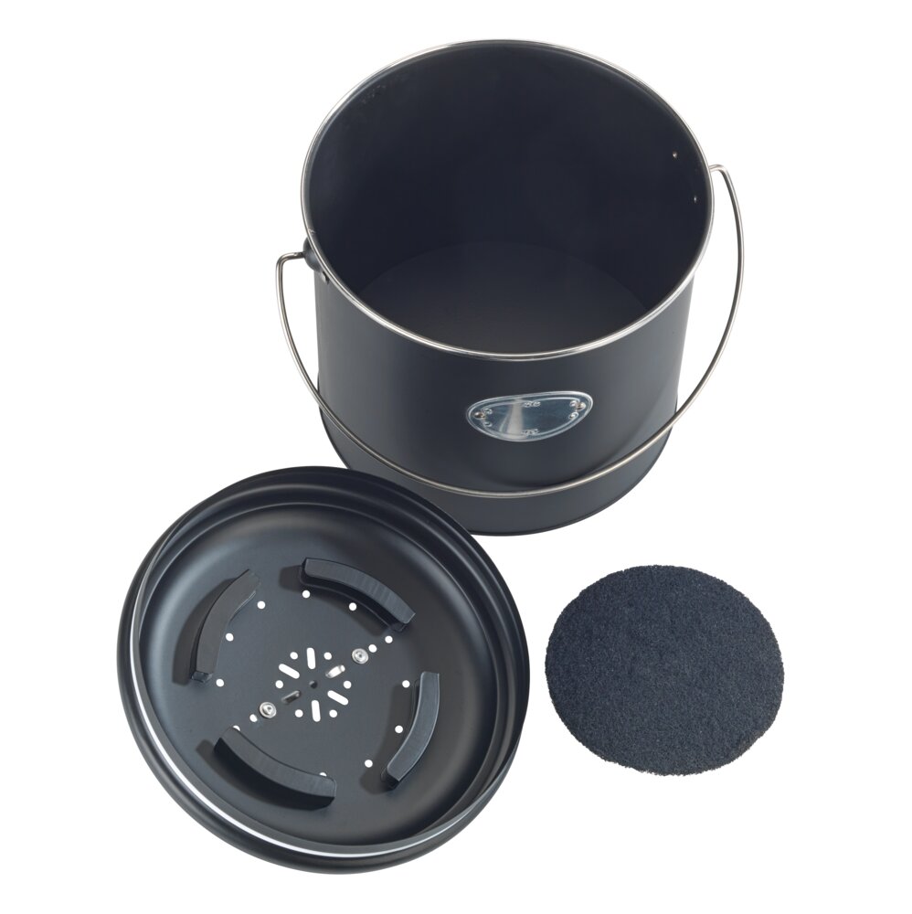 Seau à compost Mod. Nero 6 L  avec 3 filtres à charbon actif de rechange