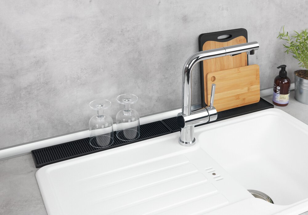 Tapis égouttoir Slim noir  8 x 42 cm