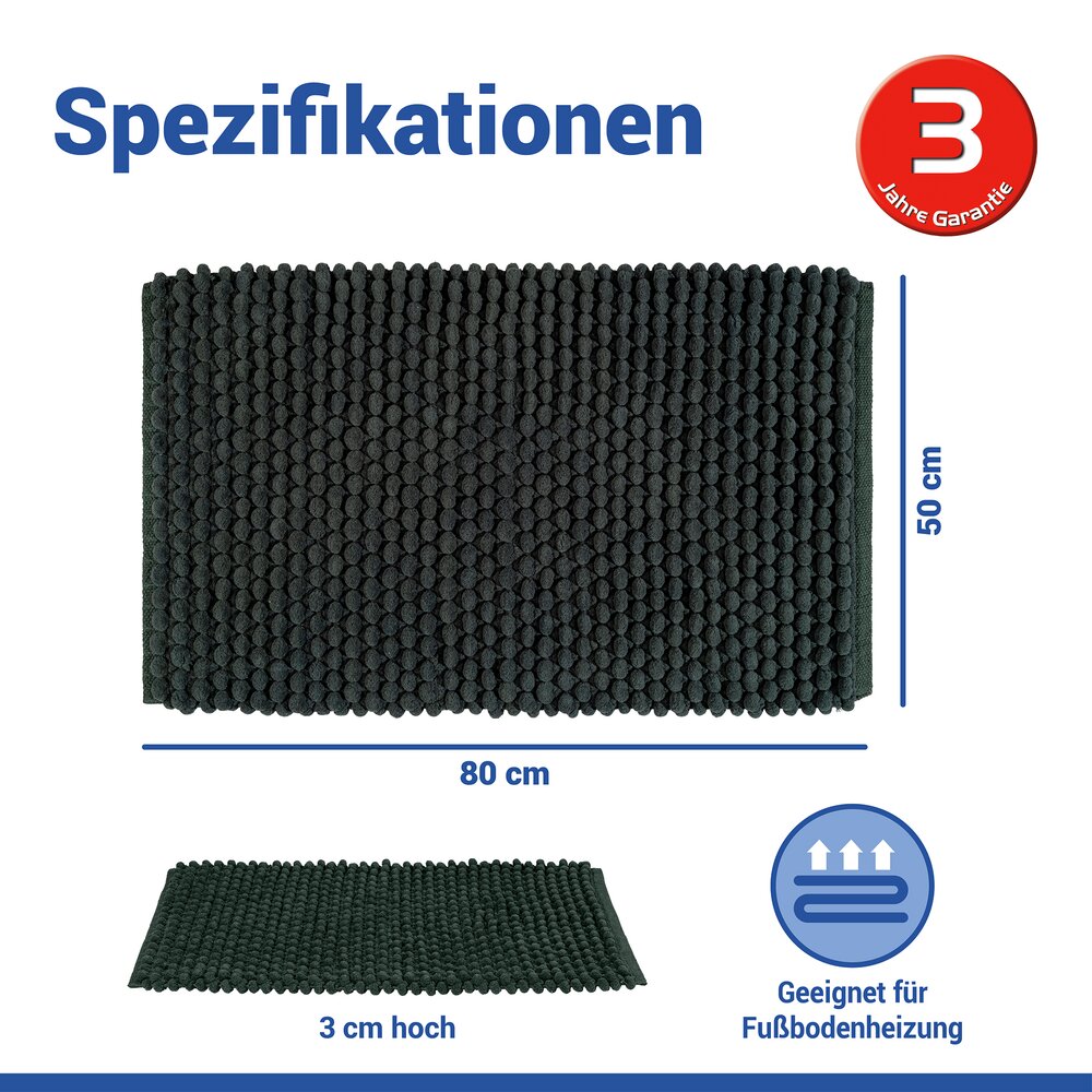 Badmat Mod. Solivo donkergroen, 50 x 80 cm