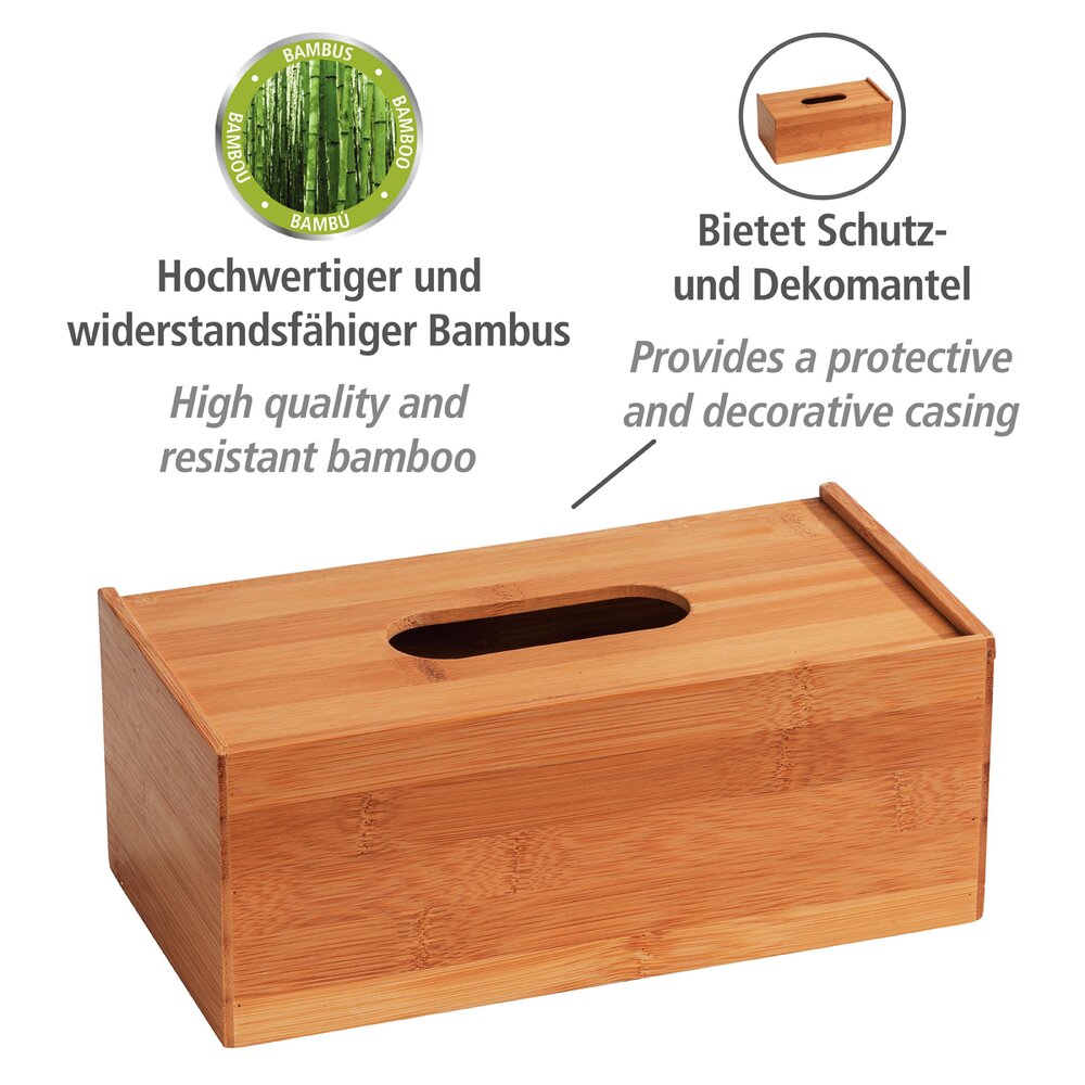 Bambus Kosmetiktuch-Box Mod. Terra für handelsübliche, rechteckige Kosmetiktuchboxen