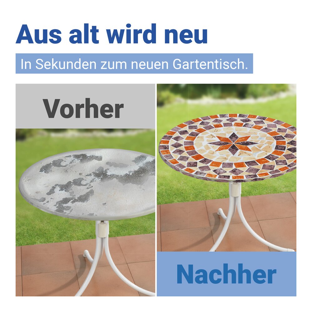 Spann-Tischdecke Mod. Mediterran XL, Ø 85 - 105 cm  für Garten und Outdoor-Bereich