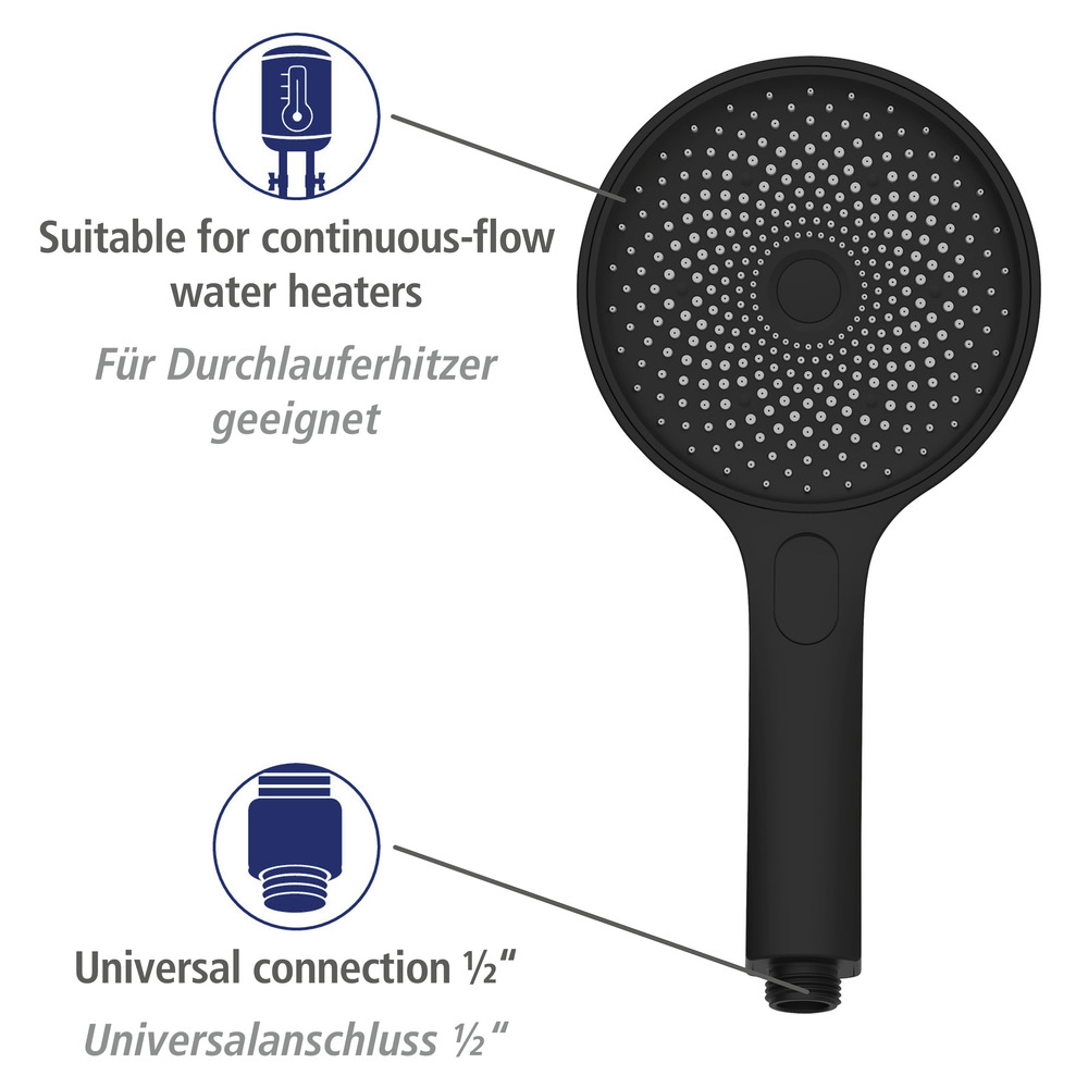 Duschsystem Softwater Schwarz  einfacher Anschluss an bestehende Armatur oder Wandanschlussbogen