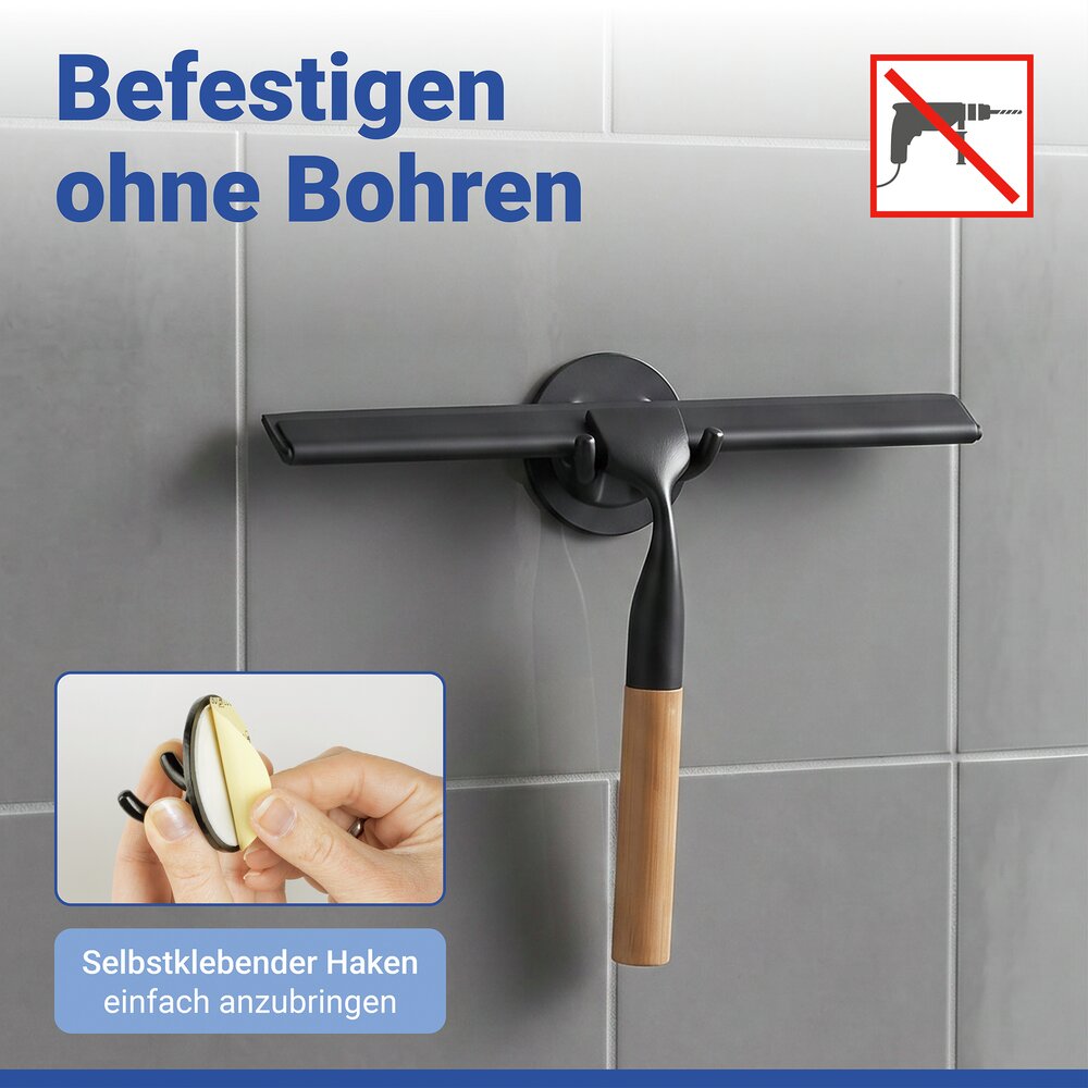 Turbo-Loc® Raclette de douche Mod. Bambusa  en bambou et acier inoxydable