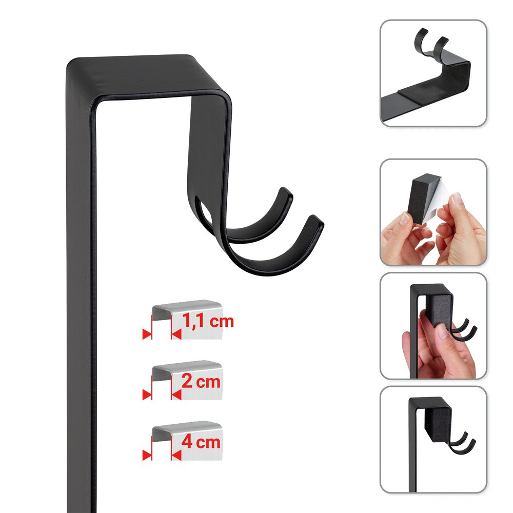 Chariot de douche Mod. Bribano Uno, noir, acier inoxydable, 23x44,5x18 cm  accrocher sans percer