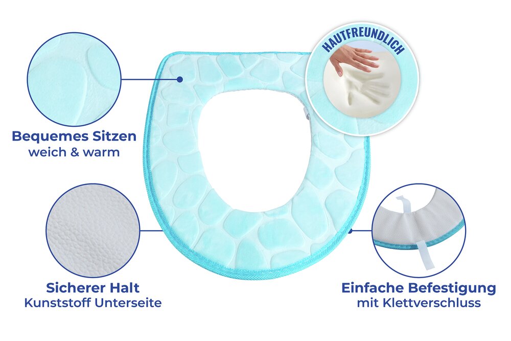 WC-Sitzpolster Memory Foam blau  WC-Sitz Auflage