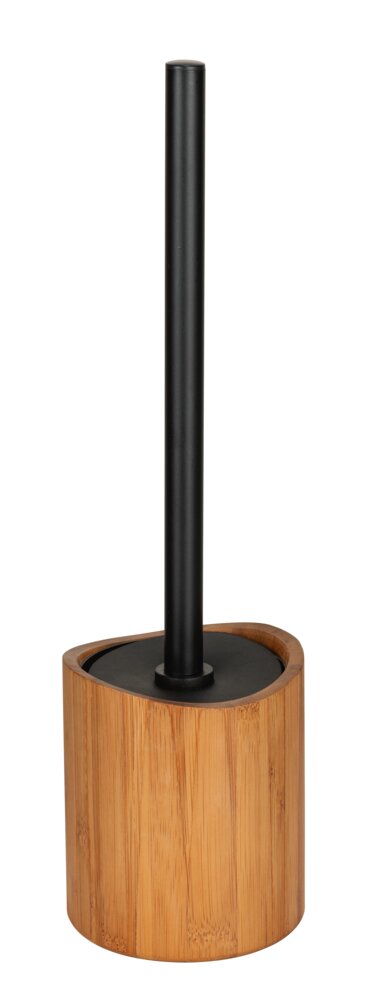 WC-Garnitur Mod. Bedollo, bambus, schwarz, Edelstahl, Ø10.5x37 cm  mit flexiblem Kunststoffdeckel