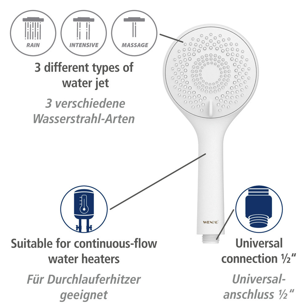 Brauseset Watersaving Weiß  Länge Stange: 70 cm