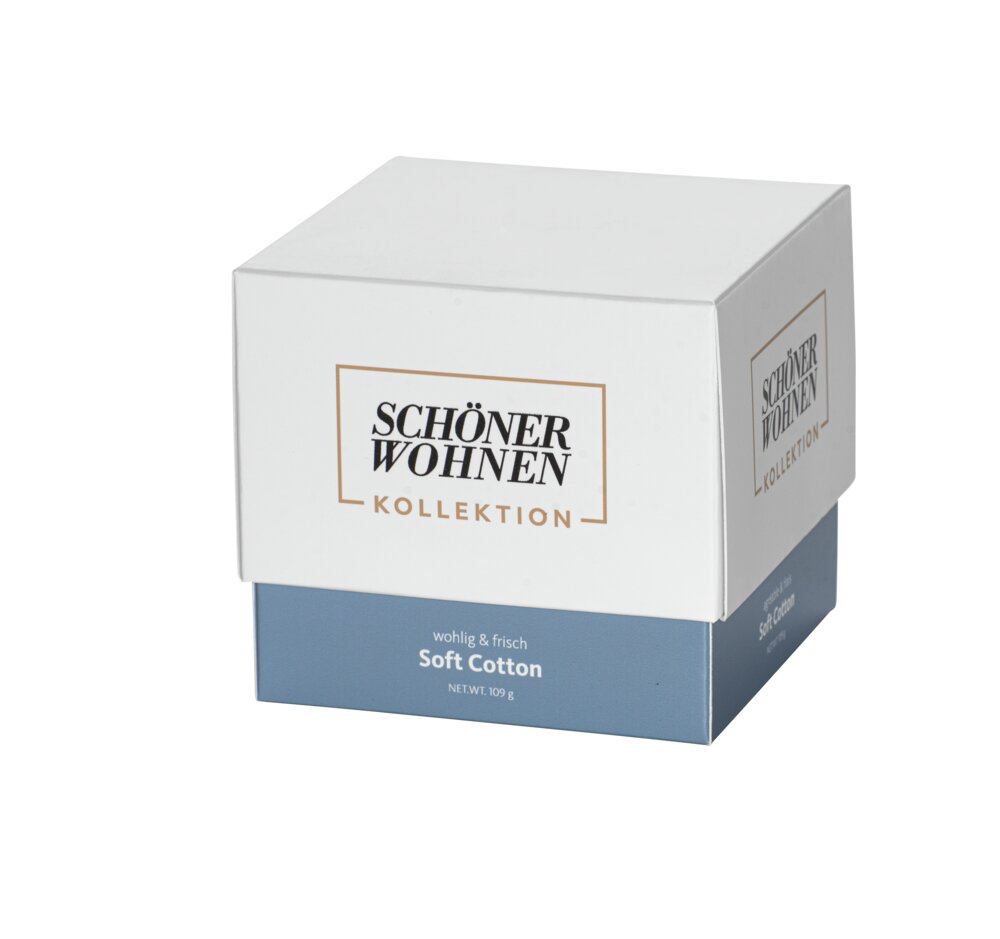 Collection SCHÖNER WOHNEN Bougie parfumée Mod. Soft-Cotton S, lot de 2  Durée de combustion : 20 - 25 heures