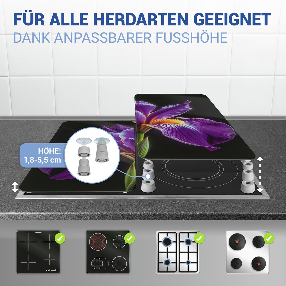 Herdabdeckplatte Universal Mod. Iris, 2er Set  für alle Herdarten geeignet