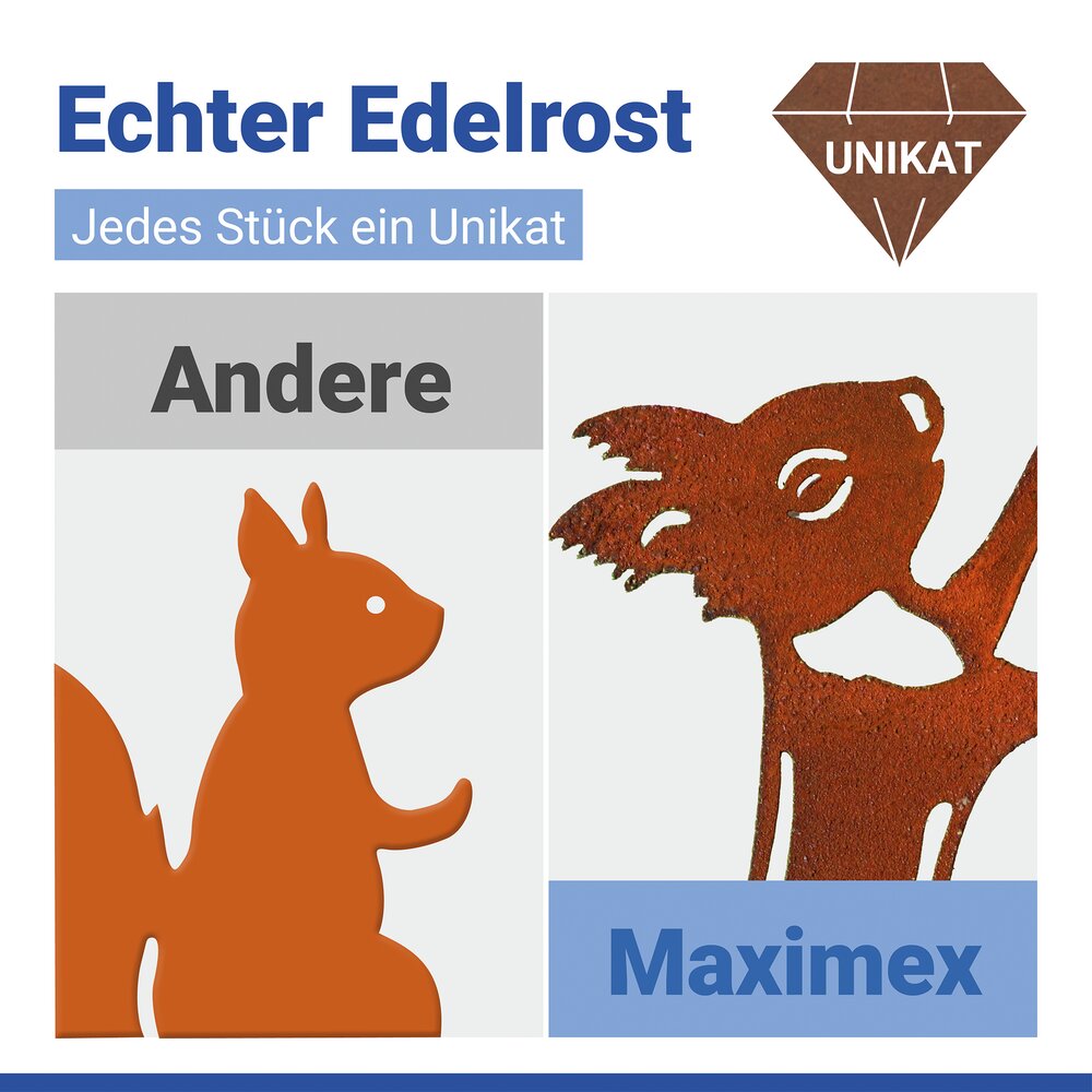 Gartenstecker Eichhörnchen, 2er Set  wetterbeständig, mit Edelrost-Effekt