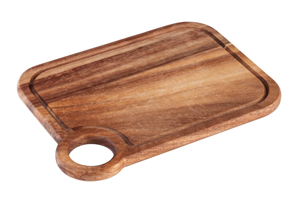 Planche à découper Mod. Acun, acacia, naturel, 30x1,5x22 cm  avec rainure pratique pour jus