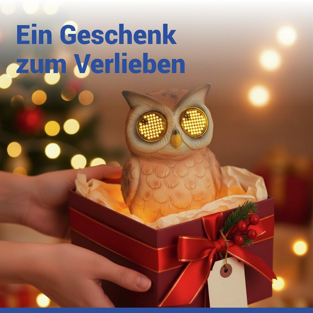 LED Gartenfigur Eule Mod. Blinky Eyes  solarbetriebene Gartendekoration mit leuchtenden Augen