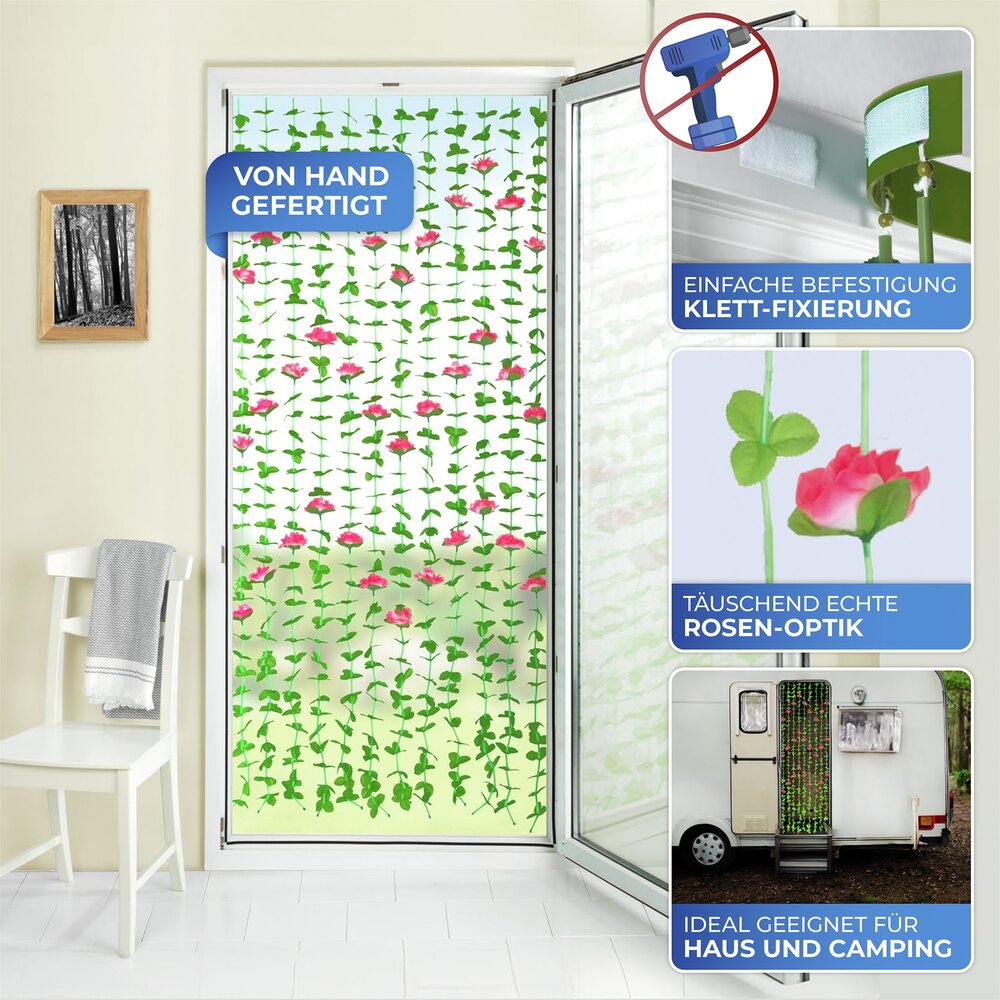 Rideau de feuilles Roses  protège des insectes & des regards