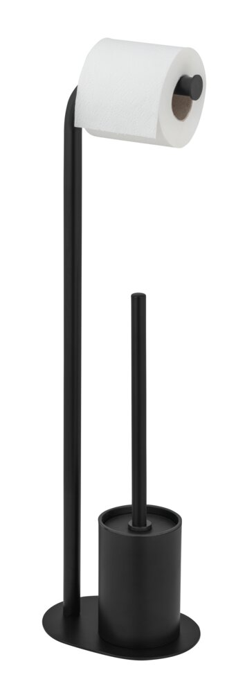 Stand WC-Garnitur Mod. Levante, schwarz, Stahl, 23x63x17 cm  2 in 1 Funktion