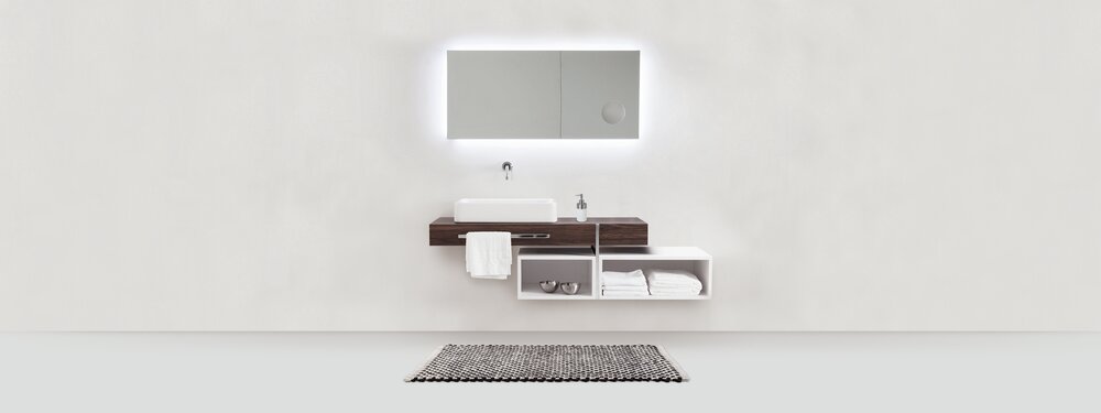 Tapis de bain Mod. Covelo, blanc-anthracite, polyester/coton, 50x80 cm  revêtement antidérapant, séchage rapide