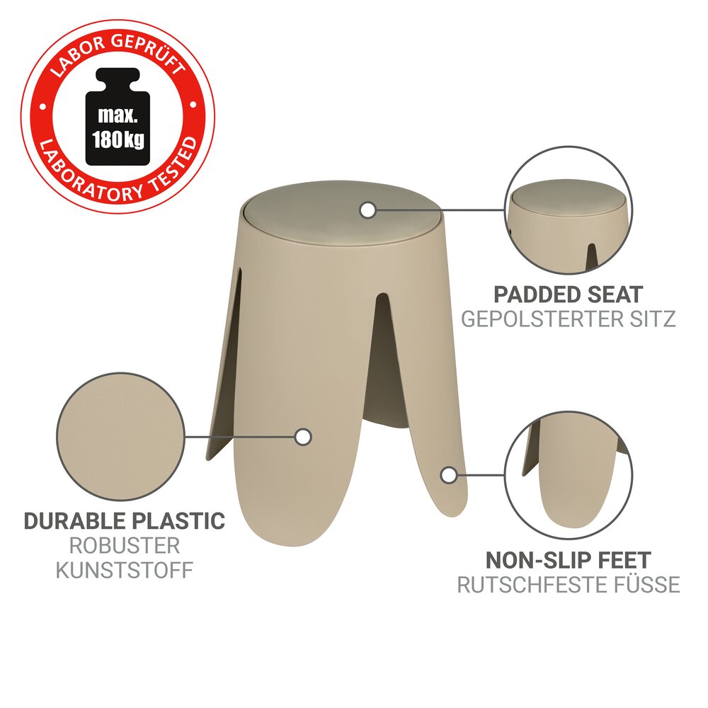 Tabouret de bain Comiso Beige mat  peut supporter jusqu'à 180 kg