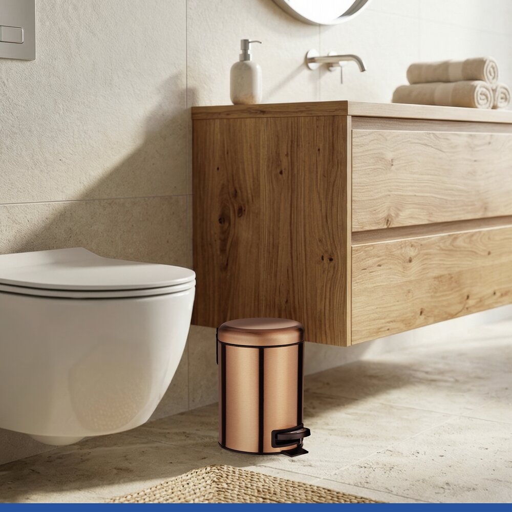 Poubelle à pédale Leman métallique cuivre  3 l, acier inox