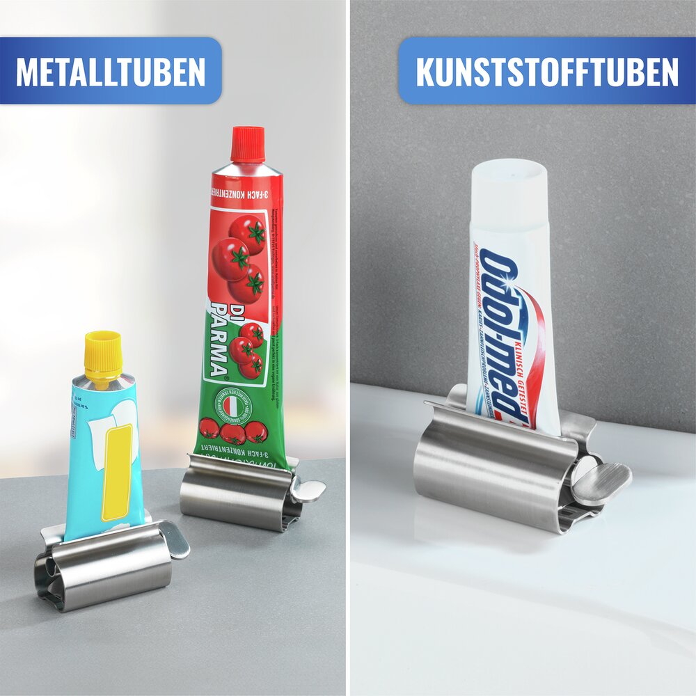 Tubenpresse Edelstahl  hochwertiger Tubenaufroller entleert mühelos alle Kunststoff- und Metalltuben restlos