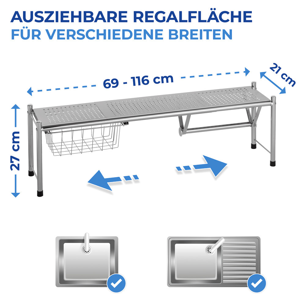 Spülbeckenregal Mod. Expando  mit herausziehbarem Ablagekorb