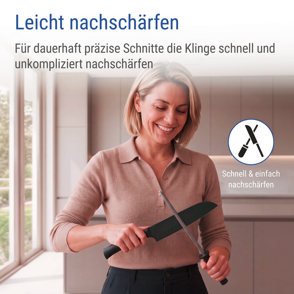 Couteau Santoku Mod. Ace, noir  couteaux de cuisine en acier inoxydable