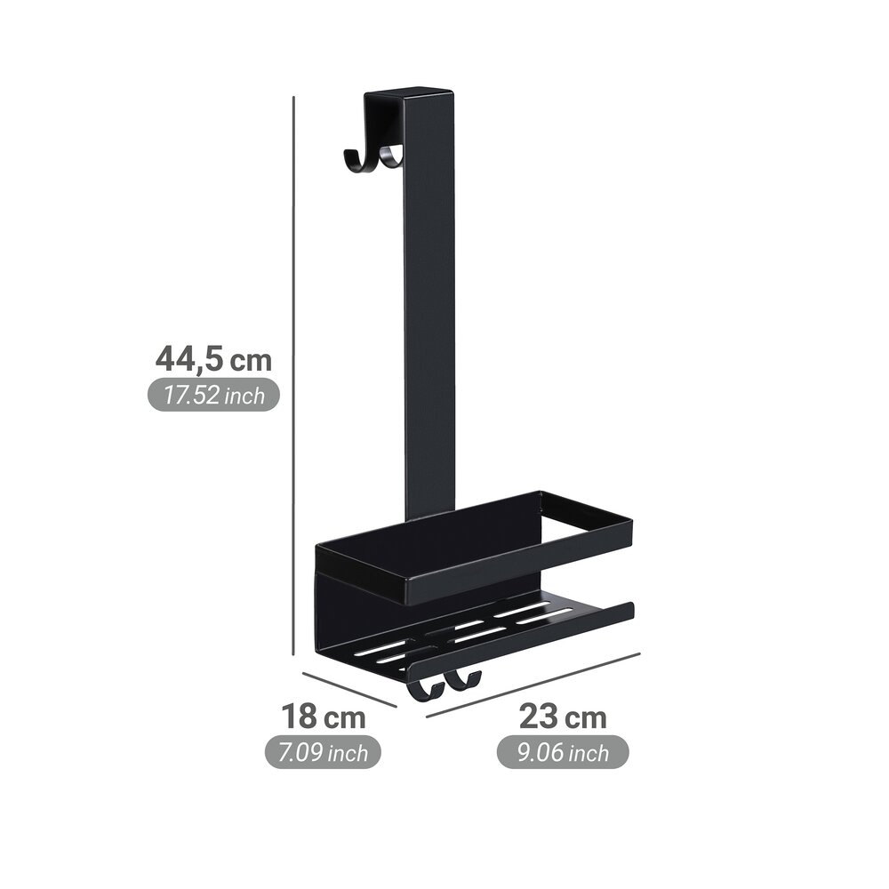 Chariot de douche Mod. Bribano Uno, noir, acier inoxydable, 23x44,5x18 cm  accrocher sans percer