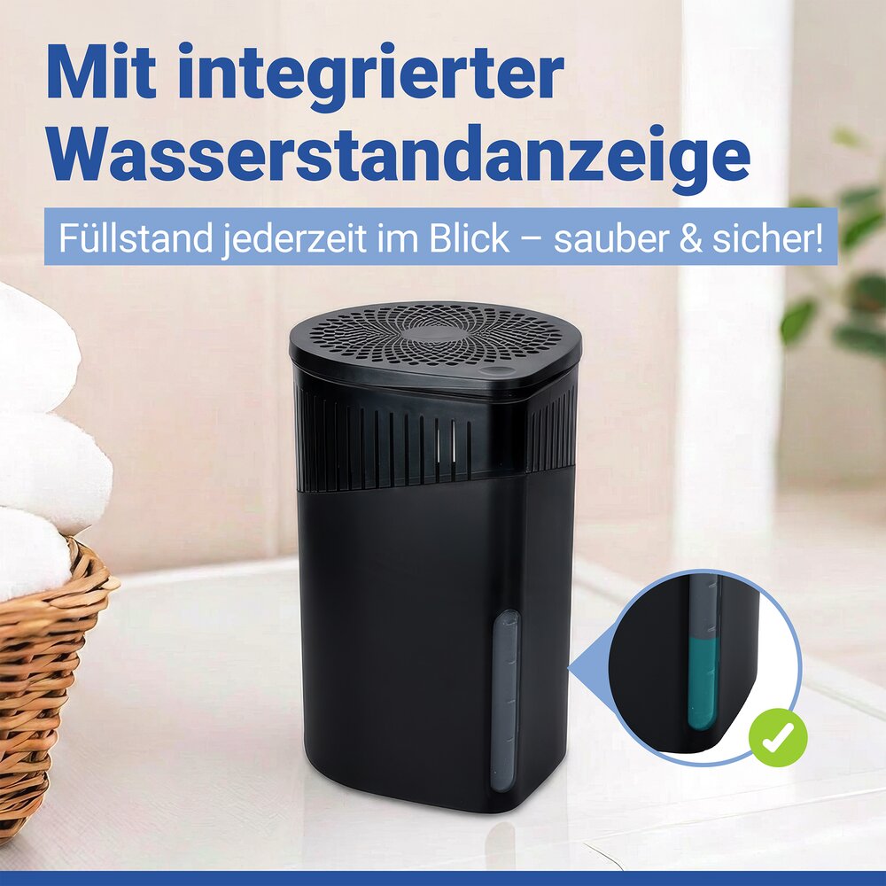 Déshumidificateur d'air Mod. Drop Noir 2 x 1000 g  pour pièces jusqu’à env. 80 m³