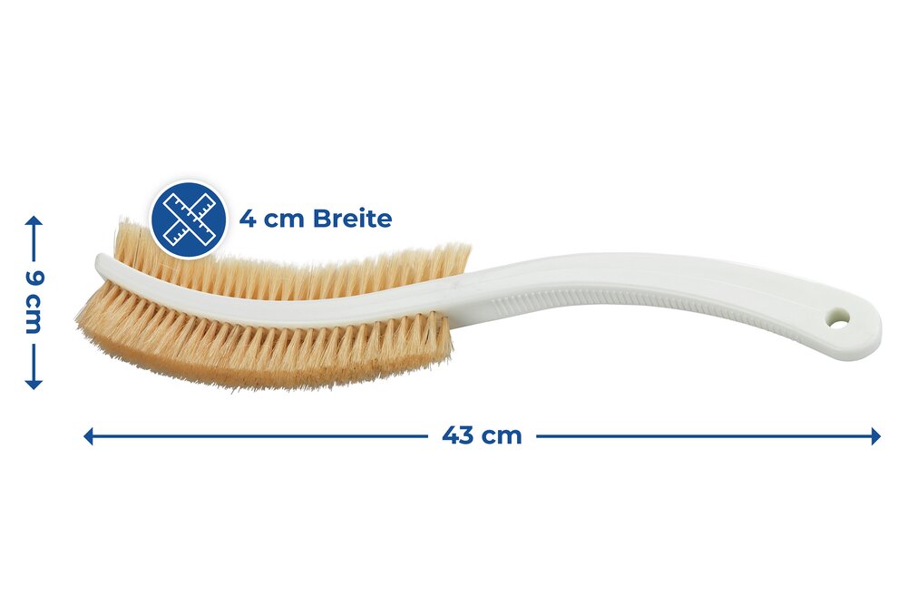 Massagebürste mit Naturborsten  passt sich der Körperform an