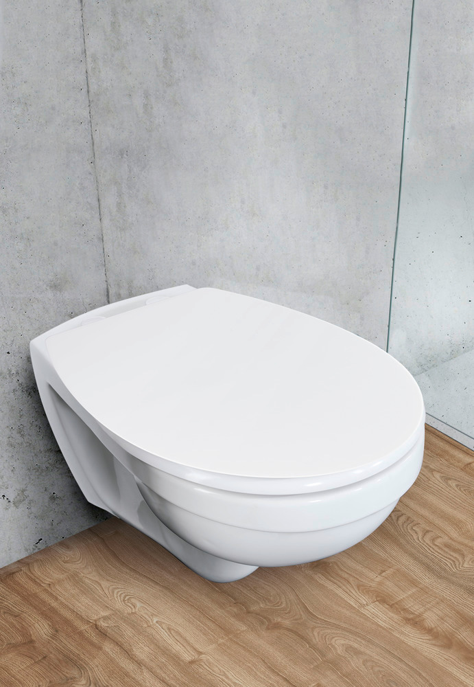 Weißer Toilettensitz Mod. Tavola mit Absenkautomatik in Duroplast  Weißer Toilettensitz Tavola mit Absenkautomatik in Duroplast