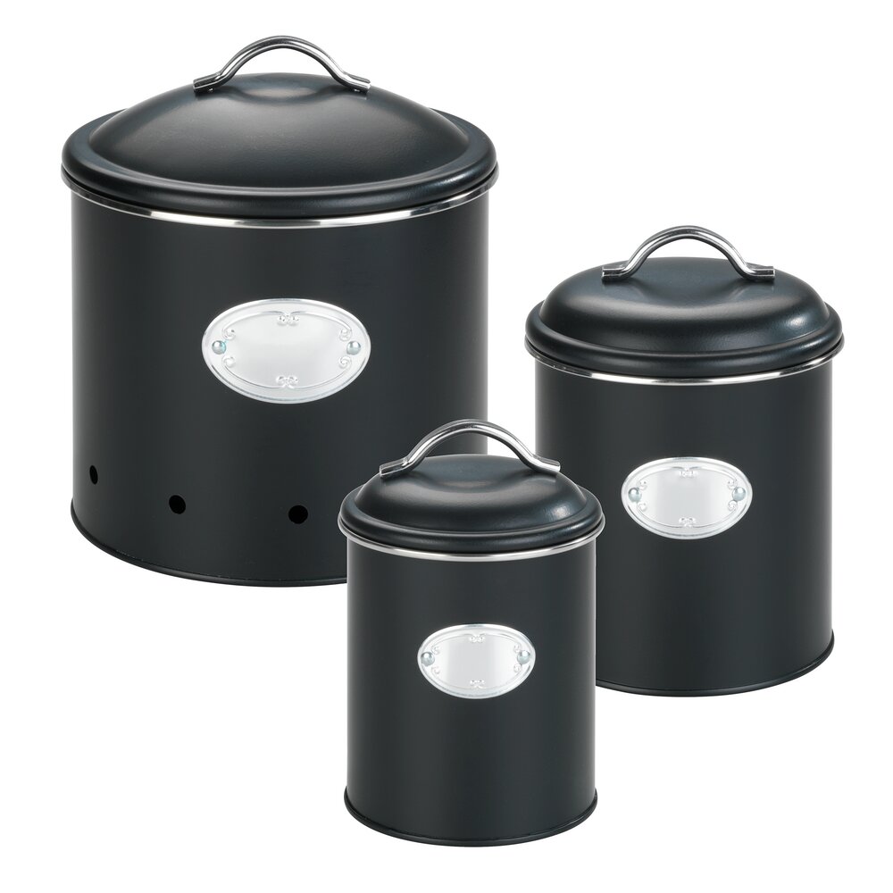 Aufbewahrungsdose Mod. Nero Set, 3-teilig  Vorratsdosen aus lackiertem Metall, Schwarz
