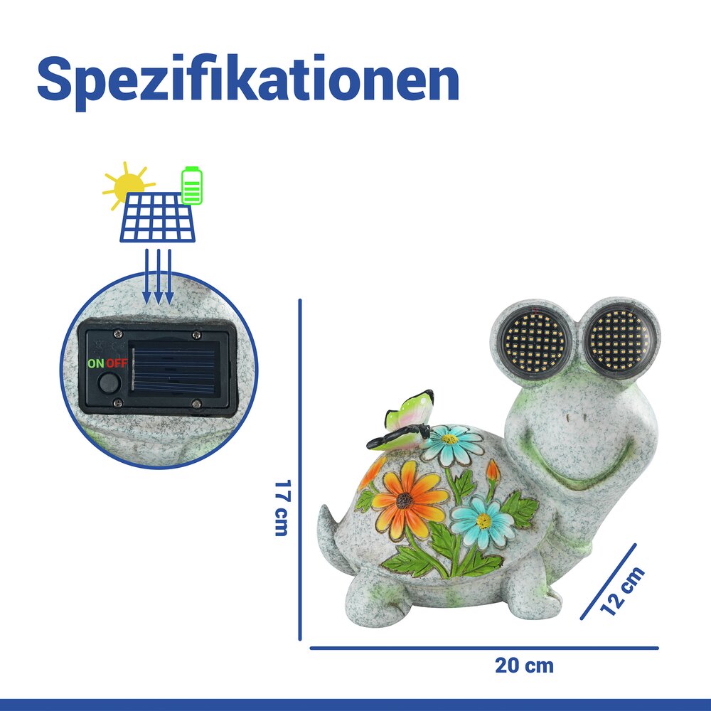 LED Gartenfigur Schildkröte Mod. Blinky Eyes  solarbetriebene Gartendekoration mit leuchtenden Augen