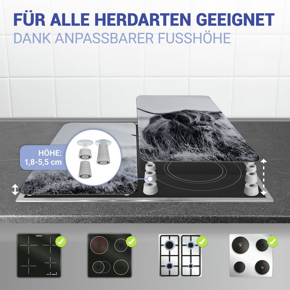 Herdabdeckplatte Universal Mod. Highland Cattle, 2er Set  für alle Herdarten geeignet