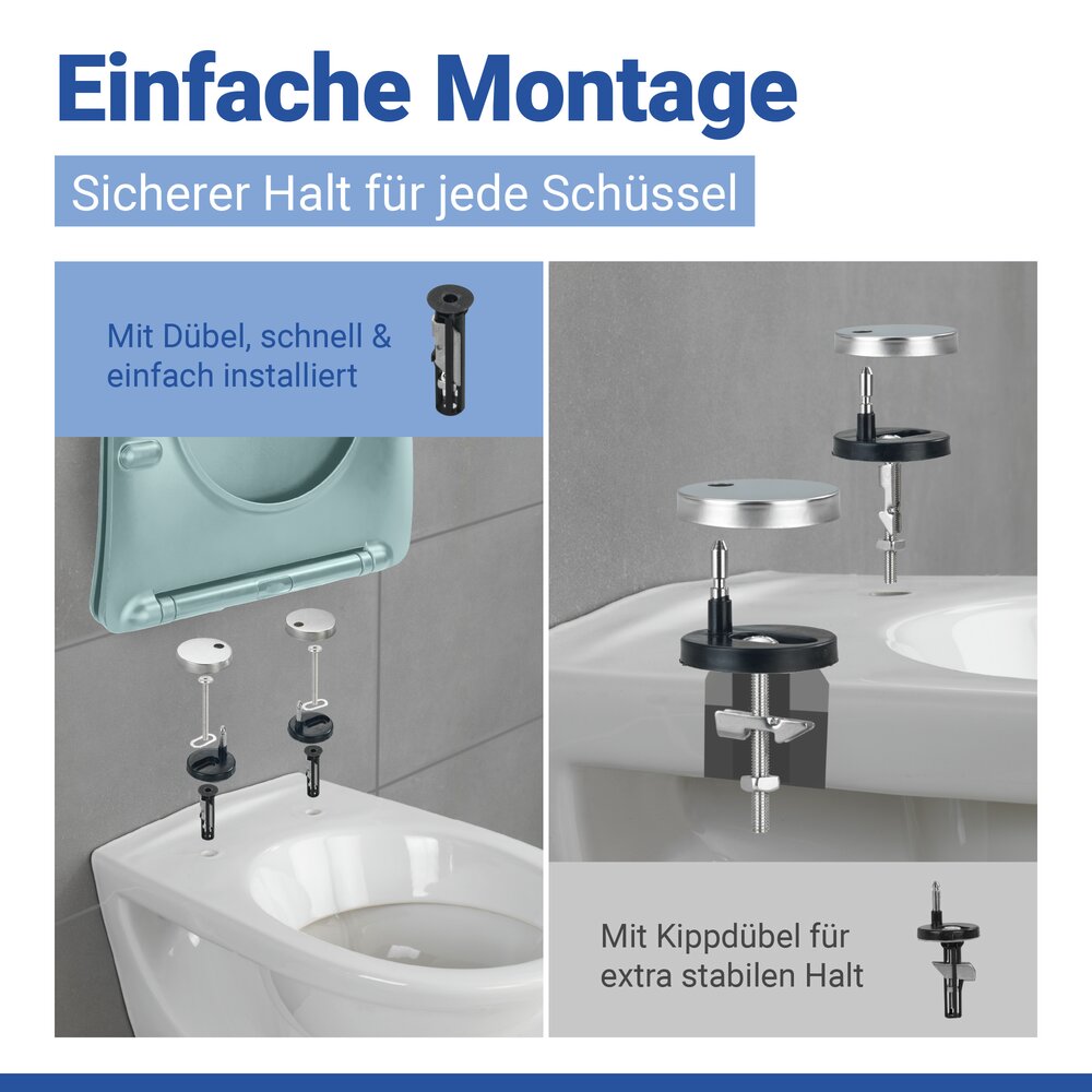 WC Sitz Mod. Galati Blaugrau matt  Toilettendeckel in D-Form mit Absenkautomatik