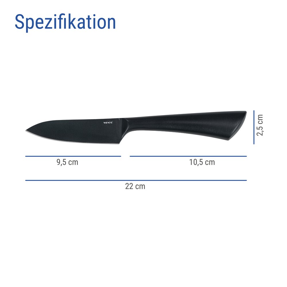 Gemüsemesser Mod. Ace, Schwarz  Küchenmesser aus rostfreiem Edelstahl